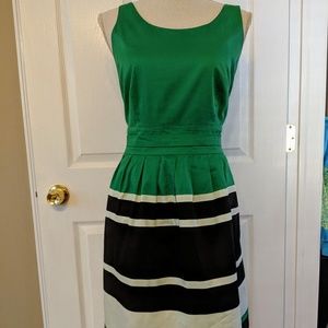 The Limited Green and Black Fit & Flare Dress